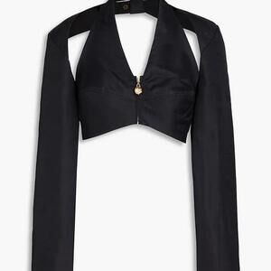 Vinessa convertible cropped satin halterneck  top
